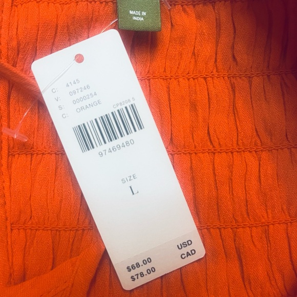 Anthropologie Women’s Large Gauze Cover-up Tunic Top Orange Lightweight - Picture 10 of 10